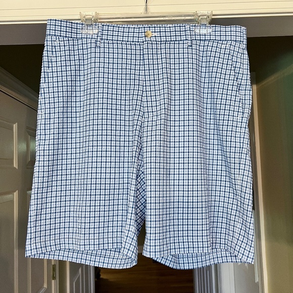 NWOT Peter Millar Crown Sport Plaid Check Seersucker Performance Shorts Size 35 - Picture 1 of 3